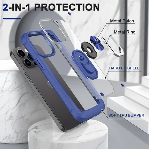 Miniatura 7 de Funda para iPhone 13 Pro con protector de pantalla, cristal transparente, antiamarillo, acrílico resistente, funda protectora de grado militar