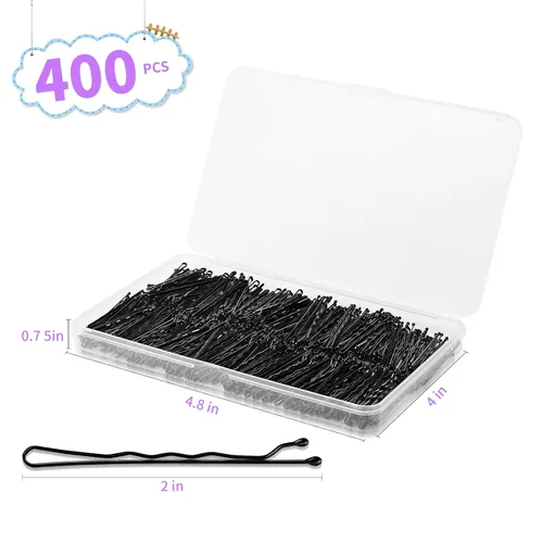 Miniatura 3 de 400 Piezas Horquillas Bobby Negras, Horquillas Bobby Curvas Premium para Cabello Castaño y Rubio con Sujeción Segura y Sin Dolor, Horquillas Bobby