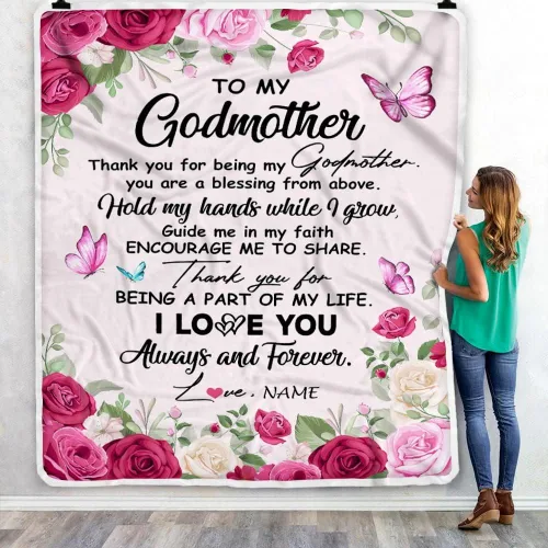 Miniatura 3 de Manta personalizada con texto en inglés «To My Godmother from Goddaughter Godson Thank You for Being My Godmother», para Día de la Madre