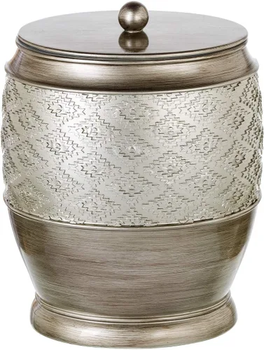 Miniatura 3 de Creative Scents Dublin Silver - Cubo de basura pequeño para baño con tapa de 1.26 galones / 4.8 litros, cubo de basura ovalado plateado cepillado