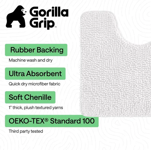 Miniatura 364 de Gorilla Grip - Tapete de baño de felpilla gruesa, suave y absorbente, secado rápido, de microfibra, con reverso de caucho, para piso de ducha, Nube