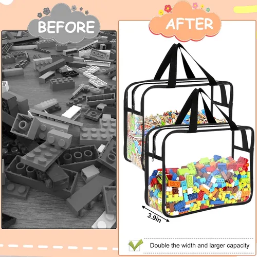 Miniatura 5 de 6 Paquetes de Bolsas Grandes para Almacenamiento de Juguetes con Etiquetas, Bolsas Transparentes Reutilizables de PVC para Juegos de Mesa, Bolsas