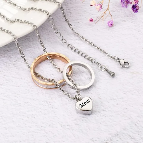 Miniatura 72 de XIUDA Collar de urna de cremación para cenizas, recuerdo tallado con recuerdo eterno de acero inoxidable, joyería conmemorativa para cenizas