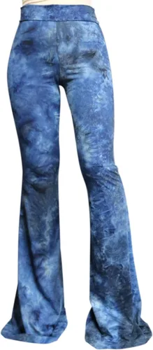 Miniatura 136 de ShopMyTrend - Pantalones de yoga largos con piernas anchas y acampanadas estilo palazzo, con cintura alta, para mujer