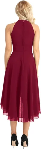 Miniatura 4 de Choomomo - Vestido de dama de honor para mujer, asimétrico de gasa de alta baja
