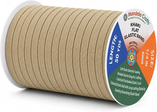 Miniatura 231 de Mandala Crafts - Rollo de cordón elástico plano para costura y manualidades Blanco