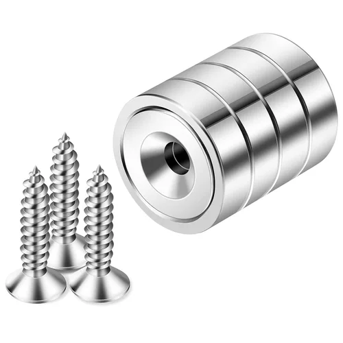 Miniatura 13 de Neosmuk Imanes con Tornillos, Imán de Disco de Neodimio Fuerte de 130 libras con Agujeros en el Centro, Imán de Copa con Orificio de Montaje