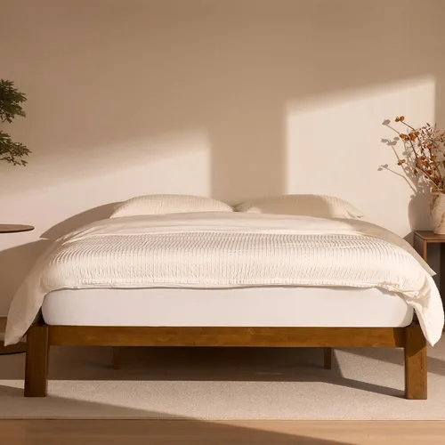 Miniatura 19 de FLEXISPOT Hako - Marco de cama de carpintería japonesa G2, cama de plataforma Queen de madera de caucho maciza, certificado IAS y SGS