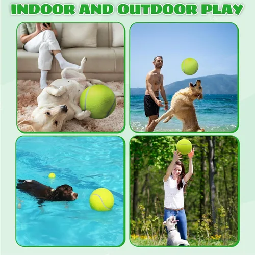 Miniatura 4 de INSUM Pelota de tenis gigante de 9.5 pulgadas, pelota de juguete grande para perros para jugar al aire libre, cumpleaños para perros grandes, ideal
