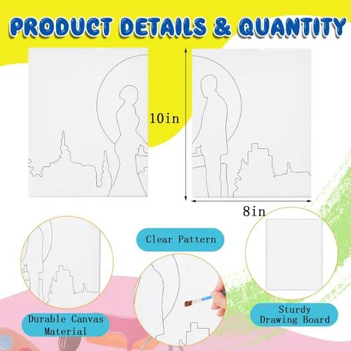 Miniatura 3 de Yeaqee Kit de 13 piezas para sorber y pintura para adultos, lienzo elástico, cita nocturna, San Valentín, kit de pintura, suministros de pintura