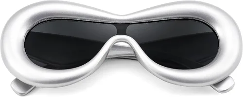 Miniatura 2 de FEISEDY Lentes de sol ovalados inflados para mujeres y hombres, a la moda, de gran tamaño, montura gruesa, Y2K, divertidos tonos estéticos B9088