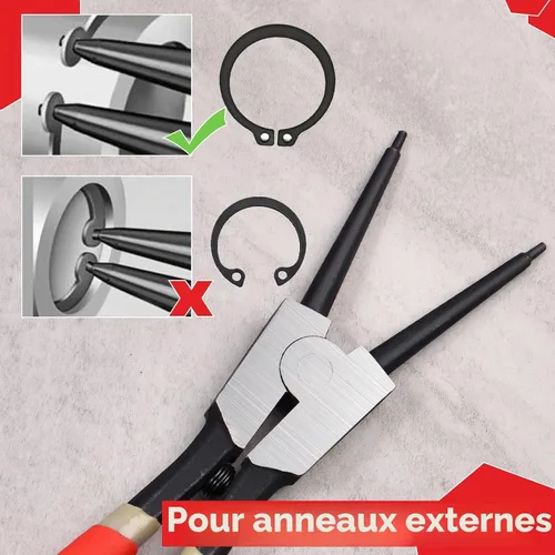 Miniatura 5 de Alicates de Anillo de Presión de 13 Pulgadas de Servicio Pesado Alicates de Circlip Externos Punta de Mandíbula Recta Diámetro 0.12" para Instalar
