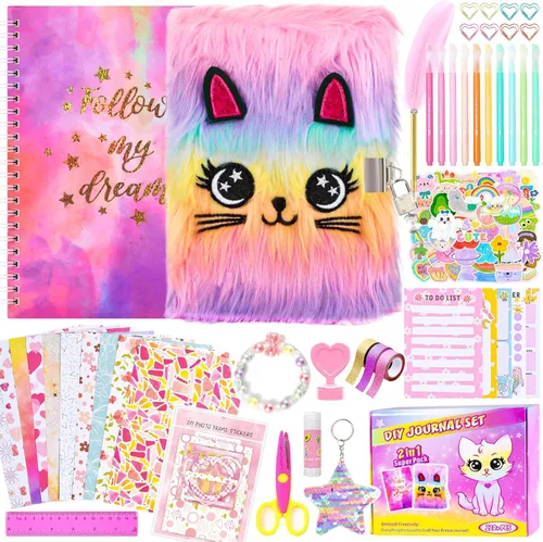 Paquete de 2 Kits de Diario DIY para Niñas de 8-12, 13, 14 Años, Regalos de Cumpleaños para Niñas Adolescentes, 110 Piezas de Lindos Suministros de