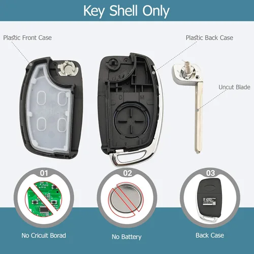Miniatura 5 de Funda de repuesto para llavero para Hyundai Sonata Santa Fe con control remoto