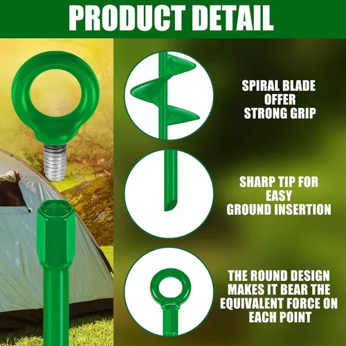 Miniatura 3 de Chumia 6 Piezas Anclas de Tierra de 18 Pulgadas con Hoja Espiral de Servicio Pesado Kit de Anclas de Metal para Columpios y Cobertizos para Asegurar