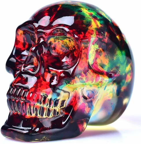 Miniatura 21 de Estatuas de cabeza de calavera de cristal, figuras de calavera K9, piedras preciosas de calavera de cristal, decoración de Halloween, regalos