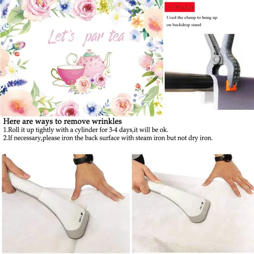 Miniatura 4 de Let's Par - Telón de fondo para fotografía de té, 5 x 3 pies, tetera, tetera, tema de té, despedida de soltera, compromiso, despedida de soltera