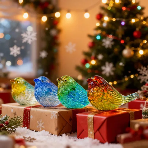 Miniatura 8 de HDCRYSTALGIFTS 4 figuras coloridas de pájaros de cristal, figuras coleccionables de animales de 3 pulgadas, regalos para mujeres, amantes