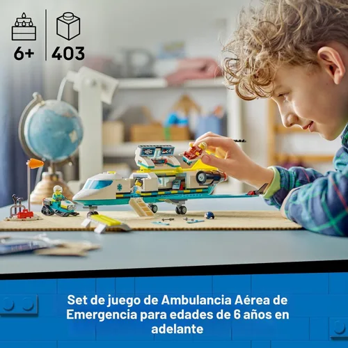 Miniatura 2 de LEGO City Juguete de construcción de avión de ambulancia aérea de emergencia para niños - Juego de simulación modelo de avión de rescate para niños