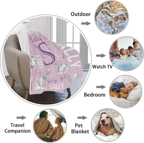 Miniatura 4 de Manta de forro polar personalizada para niños, adolescentes, niños y niñas, bebé, manta con nombre personalizado, manta mágica de arco iris, regalo
