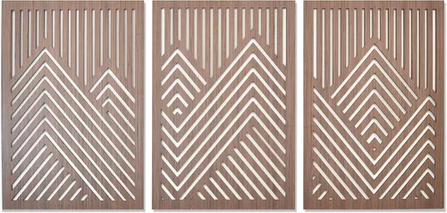 Miniatura 7 de ZellCreative Juego de 3 paneles geométricos de madera para decoración de pared, montañas