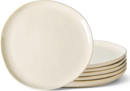 Miniatura 11 de AmorArc Juego de 6 platos llanos de cerámica de 10.5 pulgadas, hechos a mano, esmalte reactivo, juego de vajilla grande de forma rústica para Blanco