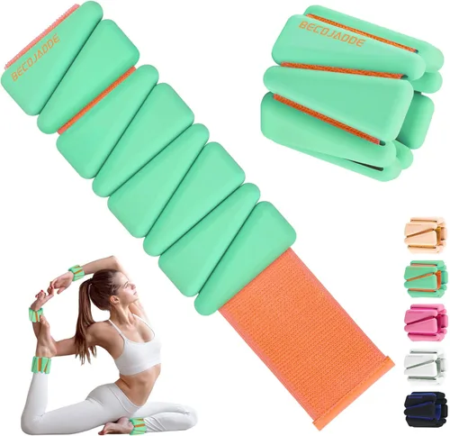 Miniatura 29 de BECOJADDE Pesas de Tobillo para Mujeres Pesas de Muñeca Juego de 2 (1 lb/2 lbs Cada Una) Peso Ajustable para Brazo y Pierna para Mujeres y Hombres