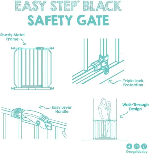 Miniatura 8 de Regalo Safety - Puerta para bebés de 29 a 38.5 pulgadas para puertas y parte inferior de escaleras, puerta de bebé montada a presión con puerta