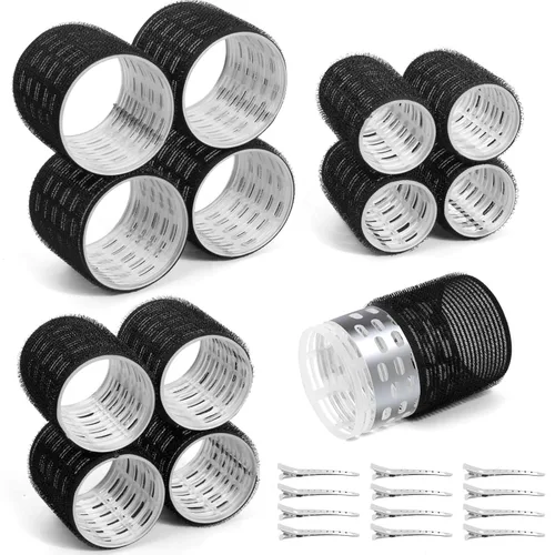 Rodillos térmicos para el cabello, 24 piezas de rodillos jumbo rizador de cabello con pinzas, rodillo grande con 63mm 48mm 36mm de agarre