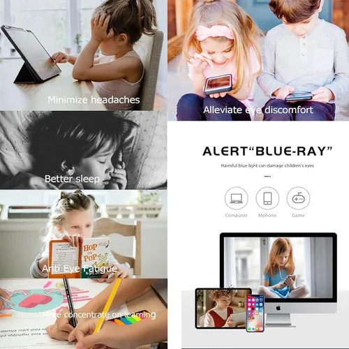 Miniatura 5 de Lentes de bloqueo de luz azul para niños y niñas, cuadrados, irrompibles, TR90, paquete de 2