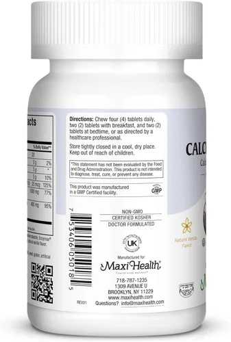 Miniatura 3 de Maxi Health Complejo de calcio masticable – Sabor vainilla Vitamina D3 y Magnesio Masticables para ayudar a apoyar los huesos – Suplemento Kosher