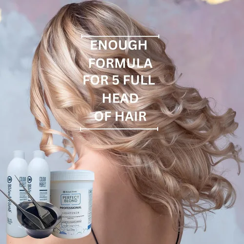 Miniatura 2 de Perfect Blond - Kit de colorante de tinte para el cabello de 17 onzas/1.1 libras + paquete de revelador de 40 vols (polvo aclarador blanco)
