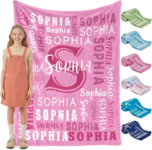 Miniatura 17 de Envío al día siguiente, manta personalizada para niños adolescentes - impresa en EE. UU., manta de franela con nombre personalizado, mantas