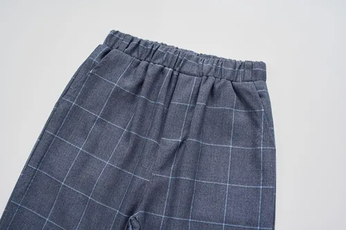 Miniatura 6 de Conjunto de trajes para niños, chaqueta a cuadros, chaleco, pantalones de un solo pecho, chaqueta formal para boda, fiesta, baile de graduación