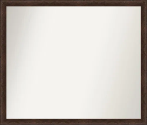 Miniatura 398 de Amanti Art Espejo de pared personalizado no biselado (24 x 27 pulgadas), marco estrecho de nogal chipre - varios tamaños personalizados - Espejo