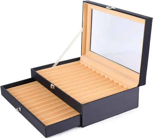 Miniatura 8 de Ethedeal - Caja expositora de 12 ranuras para bolígrafos, caja de almacenamiento para bolígrafos estilográficas, caja organizadora de coleccionistas