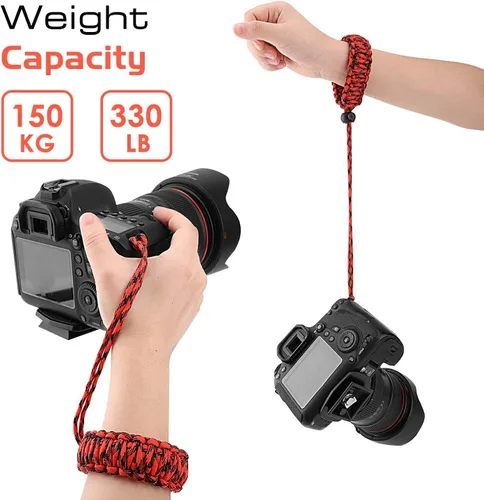 Miniatura 5 de MoKo Correa trenzada de nailon Paracord para videocámara/binoculares/Nikon/Canon/Sony/SLR/DSLR cámara digital Negro + rojo/negro