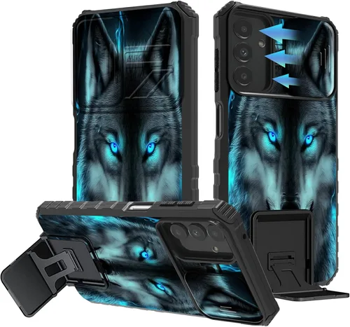 Miniatura 815 de Funda para Samsung Galaxy S22 Ultra 5G, Galaxy S22 Ultra con cubierta de cámara deslizante, funda resistente de doble capa con función atril Black