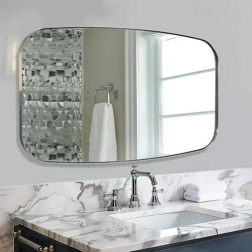 Miniatura 146 de ANDY STAR Espejo de baño de níquel cepillado, espejo ovalado de 20 x 30 pulgadas para baño, espejo oblongo de níquel cepillado con marco de metal