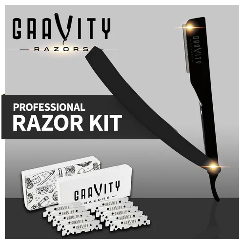 Miniatura 2 de Kit de afeitado manual GRAVITY RAZORS Profesional – Exposición Ultra, Incluye 10 Hojas Premium, 2mm Expuestas, Negro Mate