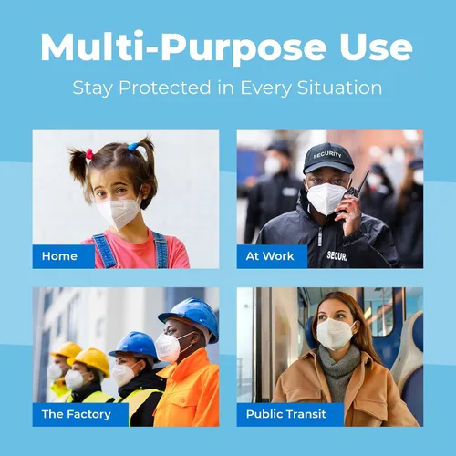 Miniatura 3 de Lyka Distribution KN95 Face Masks - 50 Pack - 5 Layer Protection Breathable KN95 Face Mask with Comfortable Elastic Ear Loop Blanco