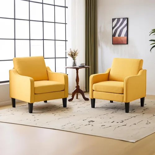 Miniatura 16 de VINGLI Juego de 2 Sillas de Acento Modernas, Sillas Beige para Sala de Estar, Sillón Cómodo para Dormitorio, Silla de Sofá Tapizada, Silla