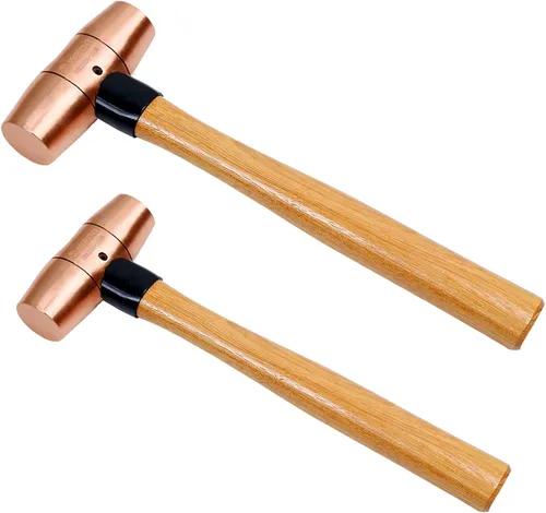 Miniatura 17 de WEDO Martillo de trineo de cobre 1/2lb,Martillo de mazo de cobre macizo, mango de fibra de vidrio, longitud 11.024 in, forjado a presión, resistente