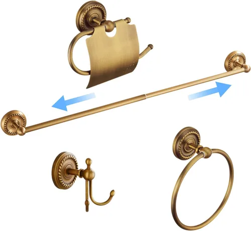 Accesorios de baño de latón antiguo, juego de accesorios de baño para montar en la pared, toallero, soporte para papel higiénico y gancho para bata,