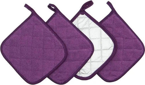 Miniatura 15 de Juego de 4 soportes de algodón para ollas de algodón, lavables a máquina, resistentes al calor, para uso diario, cocina, almohadillas calientes, Gris