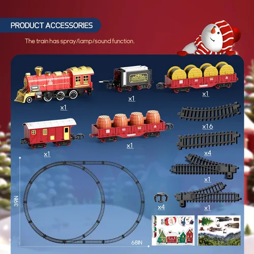 Miniatura 8 de Juego de tren de juguete para niños pequeños de 3 a 8 años, juego de tren eléctrico de juguete con luces y sonido para debajo del árbol de Navidad