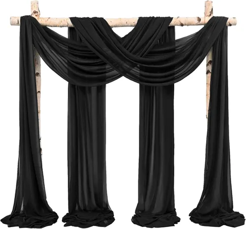 Miniatura 21 de Cortinas de arco de boda, 8 paneles de 28" x 20 pies, cortinas de tela de gasa blanca para ceremonia y recepción Blanco