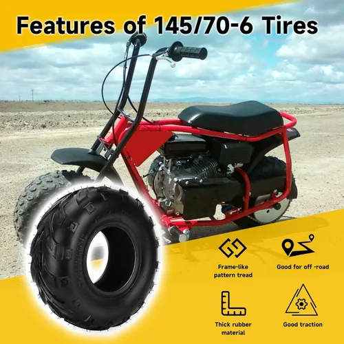 Miniatura 2 de HIAORS 145/70-6 145 70-6 Neumático sin cámara para Coleman CC100X CT100U Baja Dirt Bug Doodle Bug DB30 Monster Moto MMB80 MMB105 Motovox MBX10 MBX11