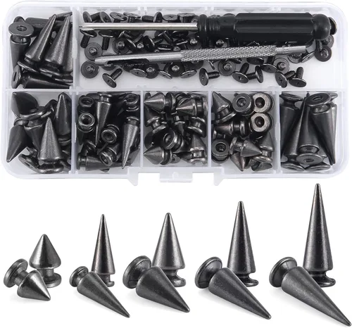 YORANYO 70 juegos de clavos y tachuelas de formas mixtas de varios tamaños, tachuelas de árbol de bala y remaches para cuero, artesanía, ropa,