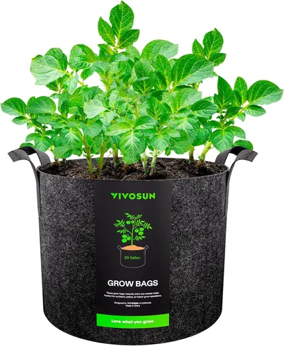 VIVOSUN 1 bolsa de cultivo de 50 galones, maceta de tela con asas para cultivar verduras y plantas